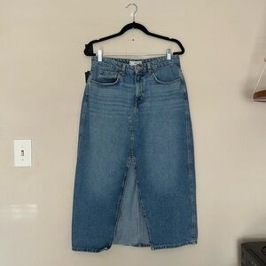 Mango Blue Denim Midi Skirt — Size L